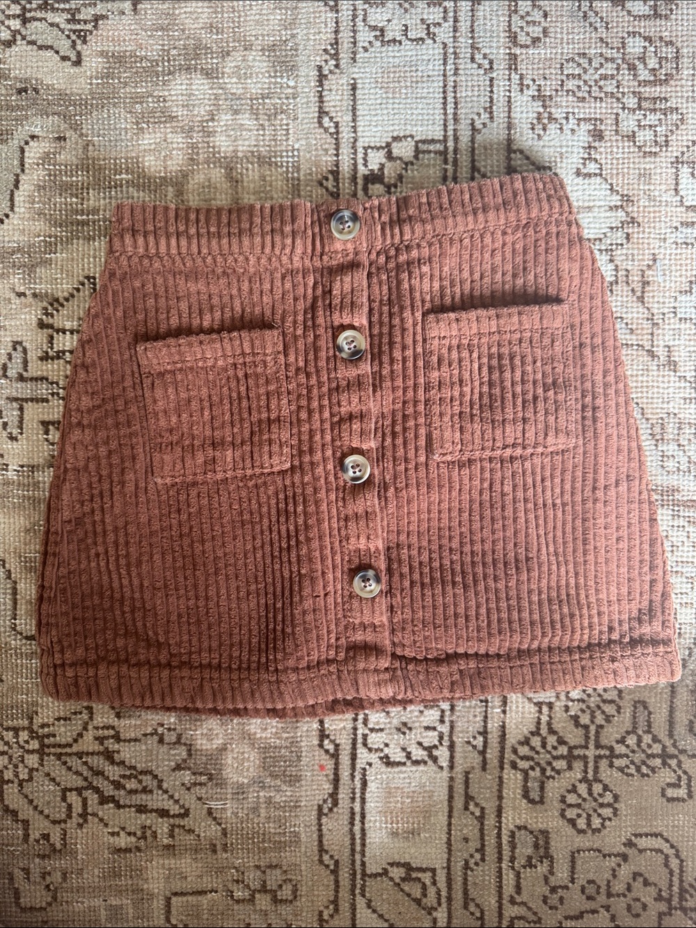 wonder nation Rust Button-Front Corduroy Mini Skirt, Size 4